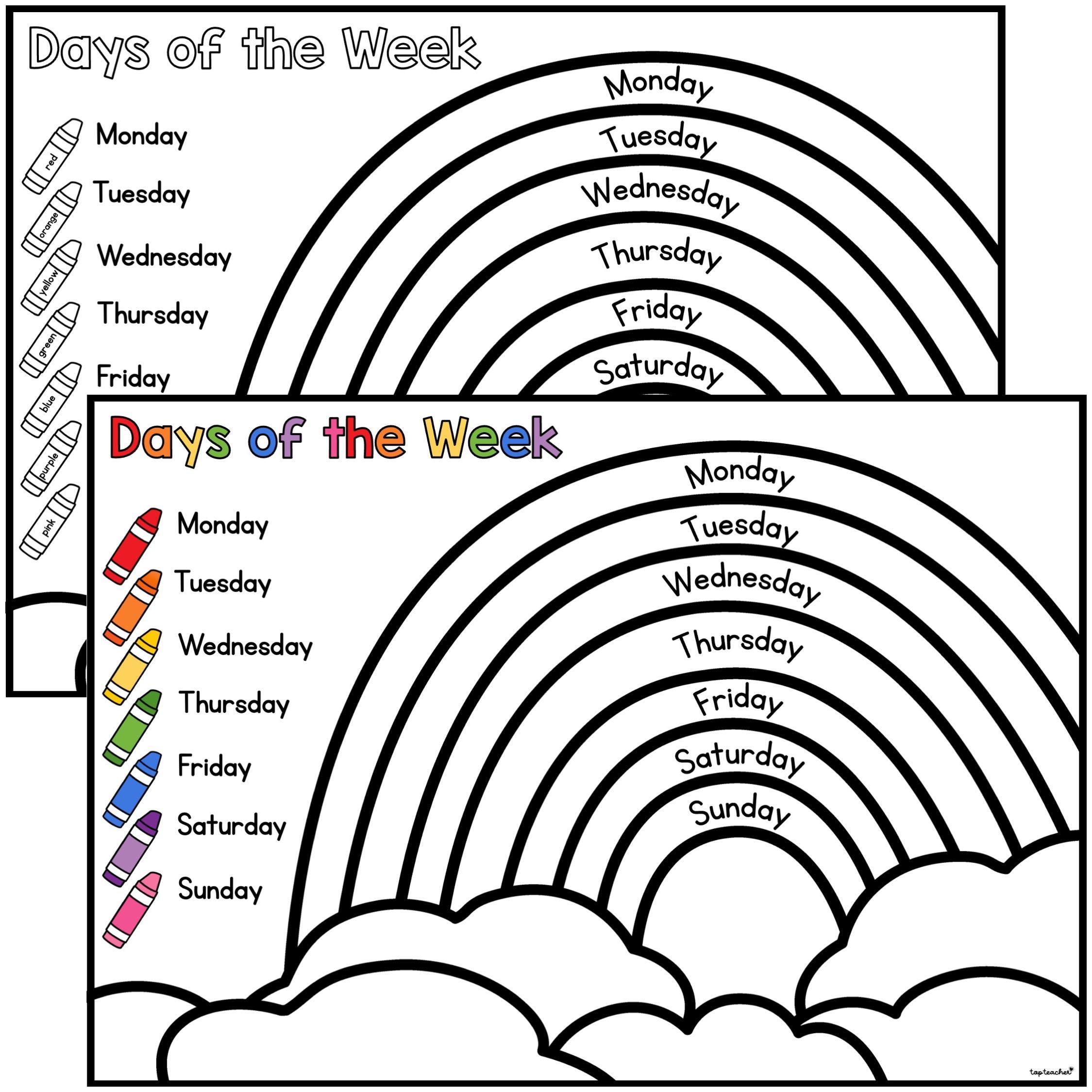 Days Of The Week Colour By Word Top Teacher