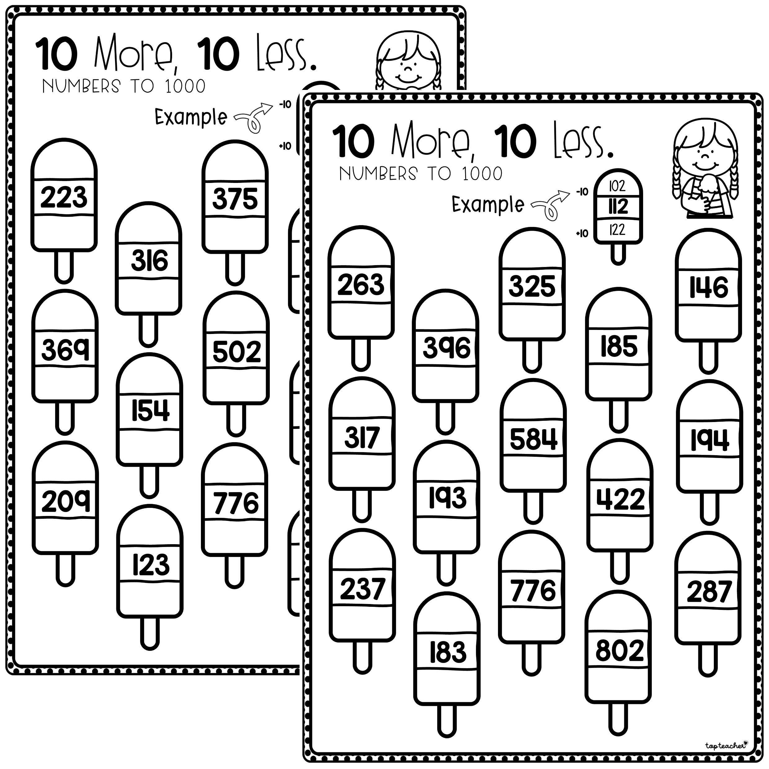 10 More, 10 Less Numbers to 1000 - Top Teacher 10-more-10-less-numbers-to-1000-top-teacher