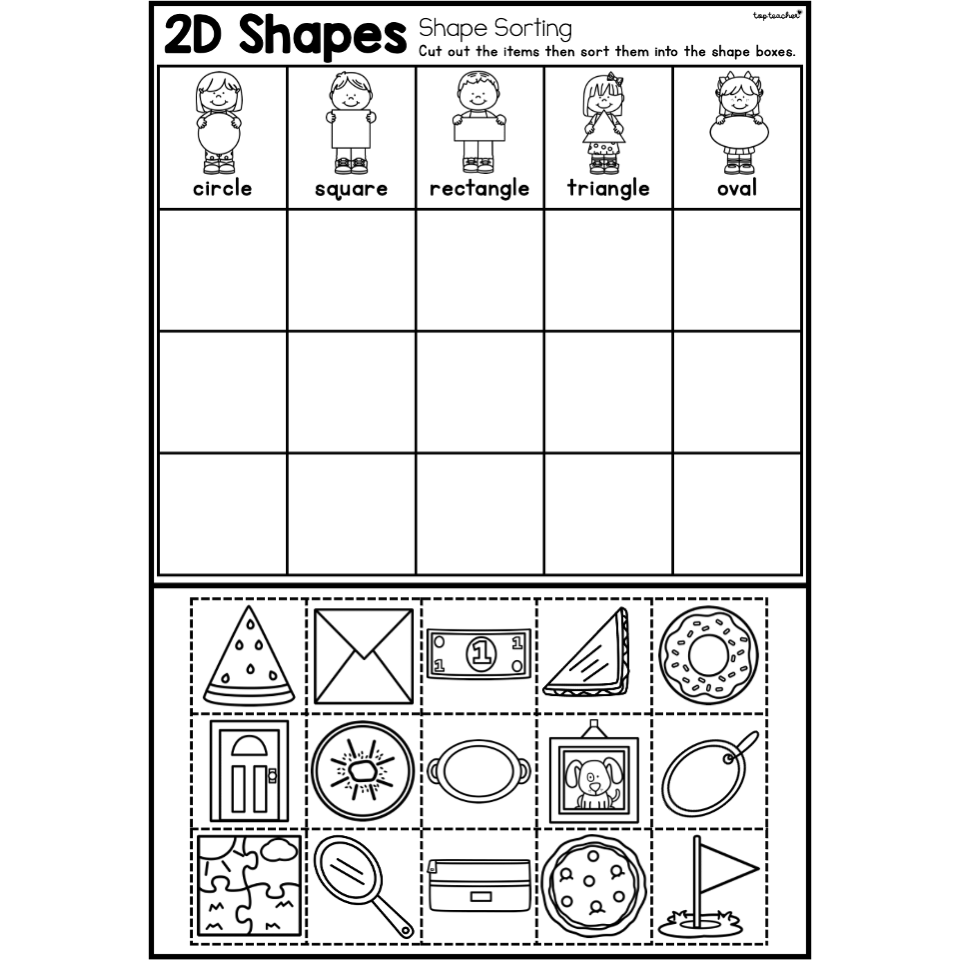 2D Shapes: Real Life Shape Sorting Worksheet - Top Teacher