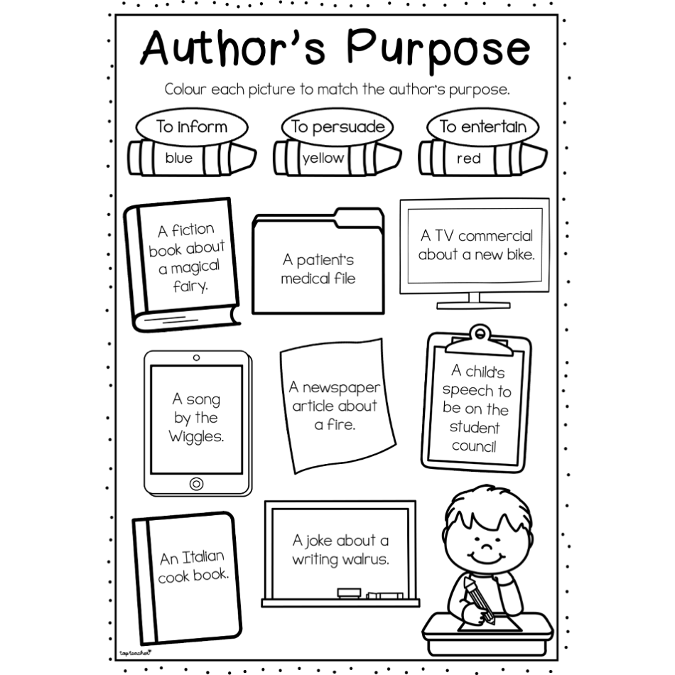 Author s Purpose Worksheet Top Teacher