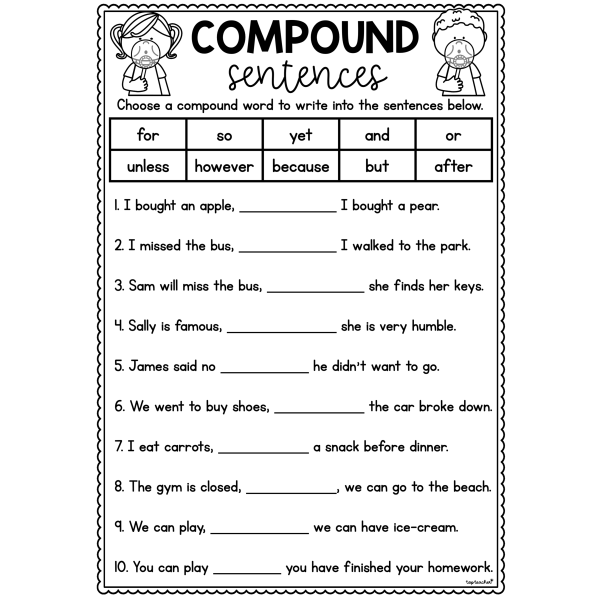 Compound Sentences Worksheet Top Teacher