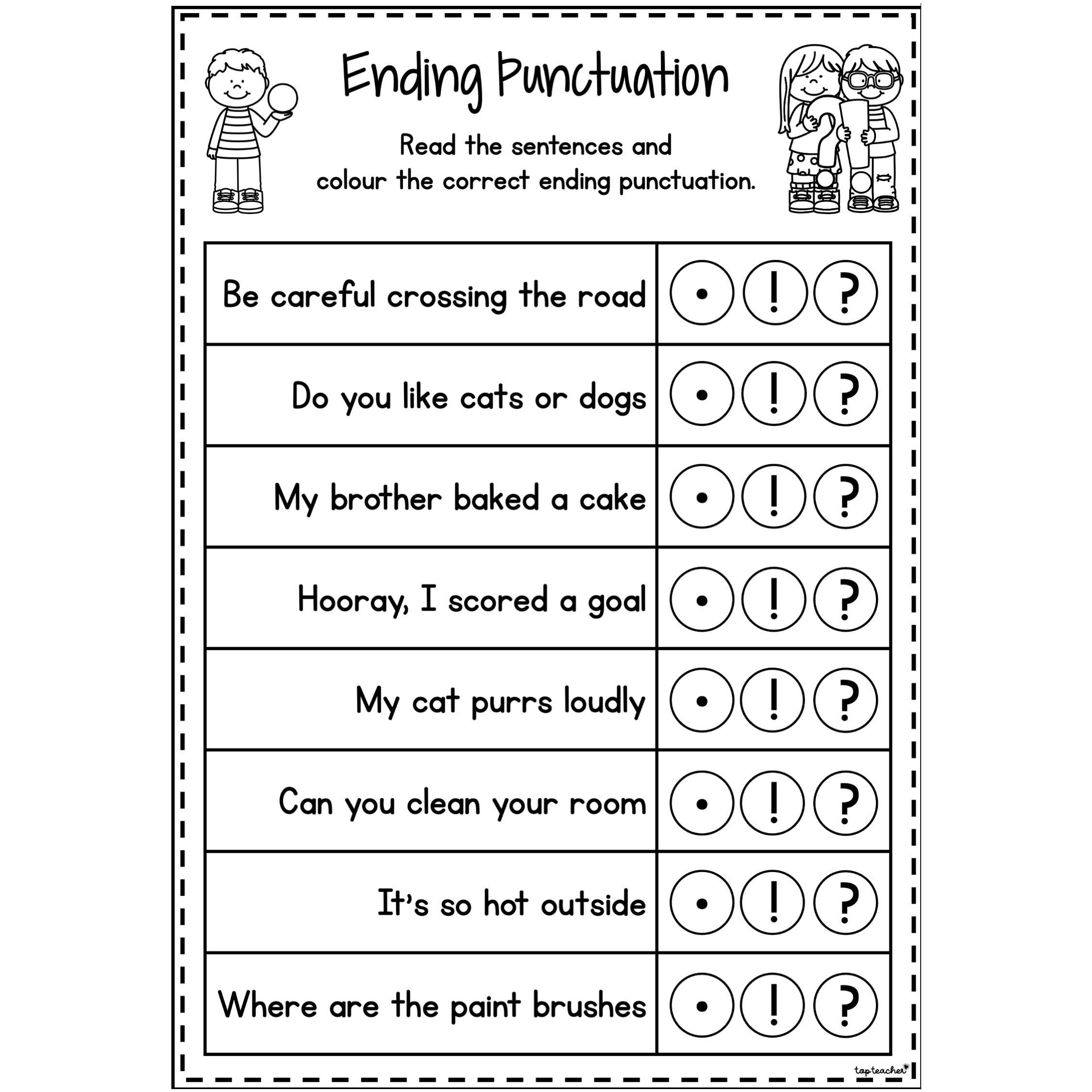 Punctuation marks worksheets