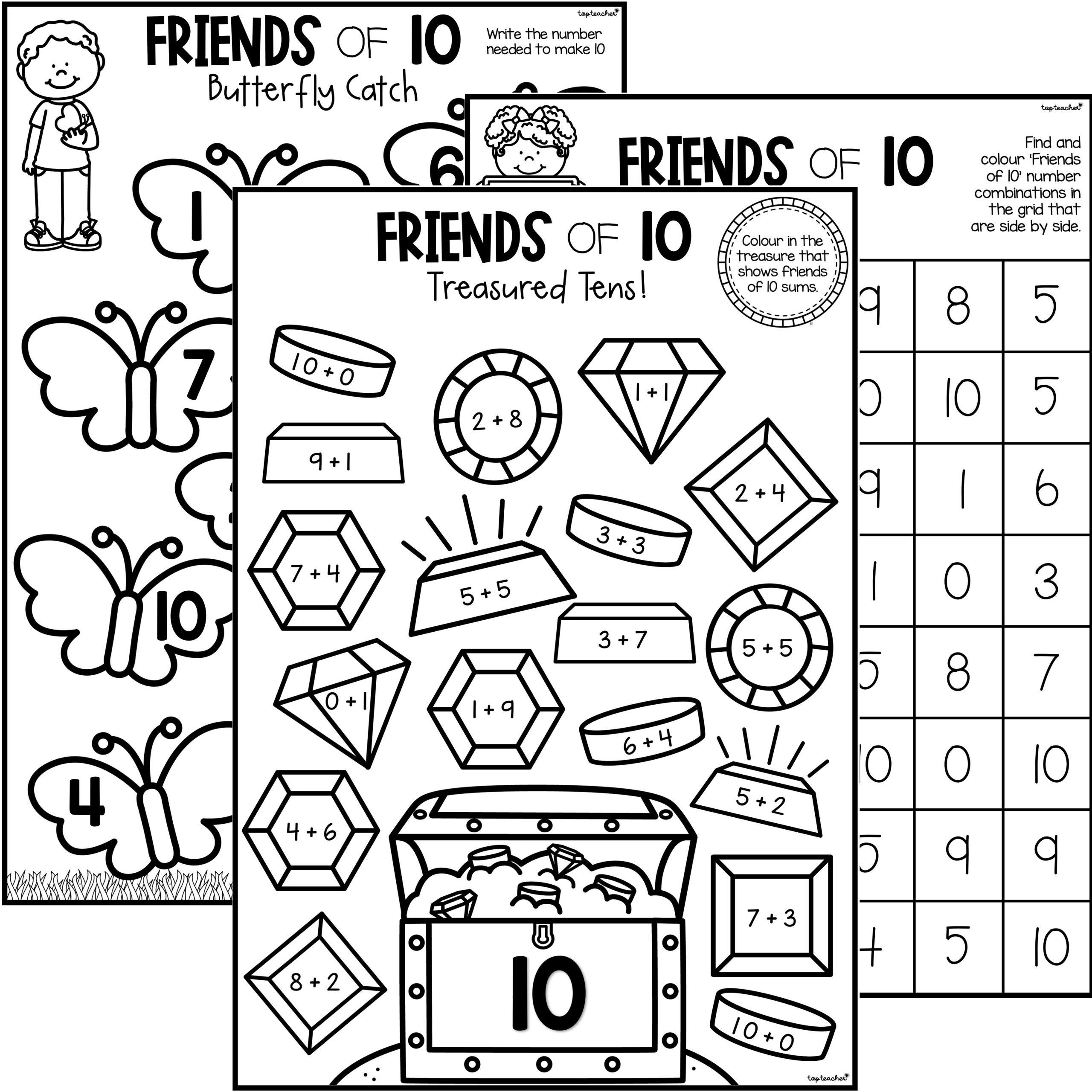 Friends of 10 Worksheet PACKAGE - Top Teacher