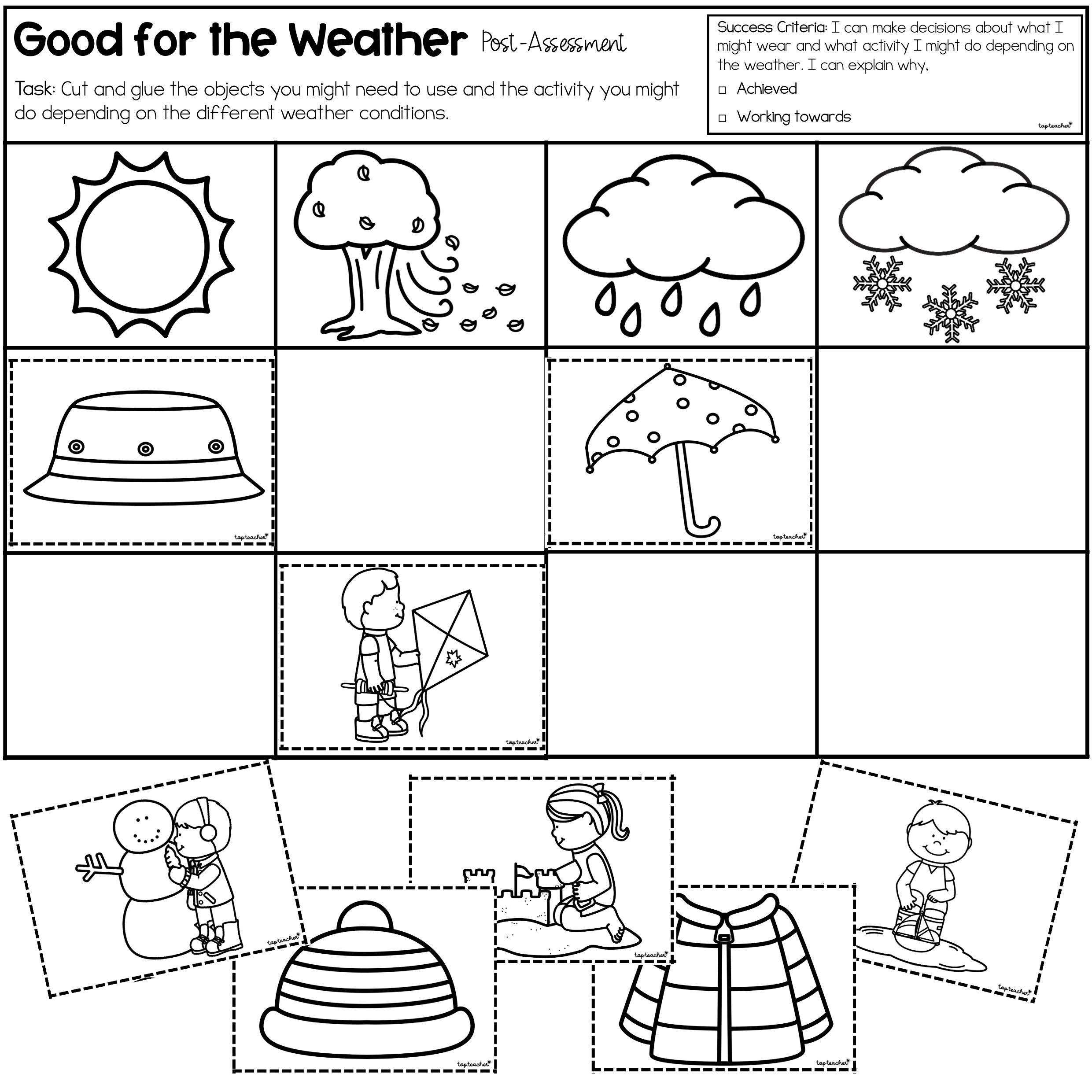 Good for the Weather Cut & Paste Post-Assessment - Top Teacher good-for-the-weather-cut-paste-post-assessment-top-teacher