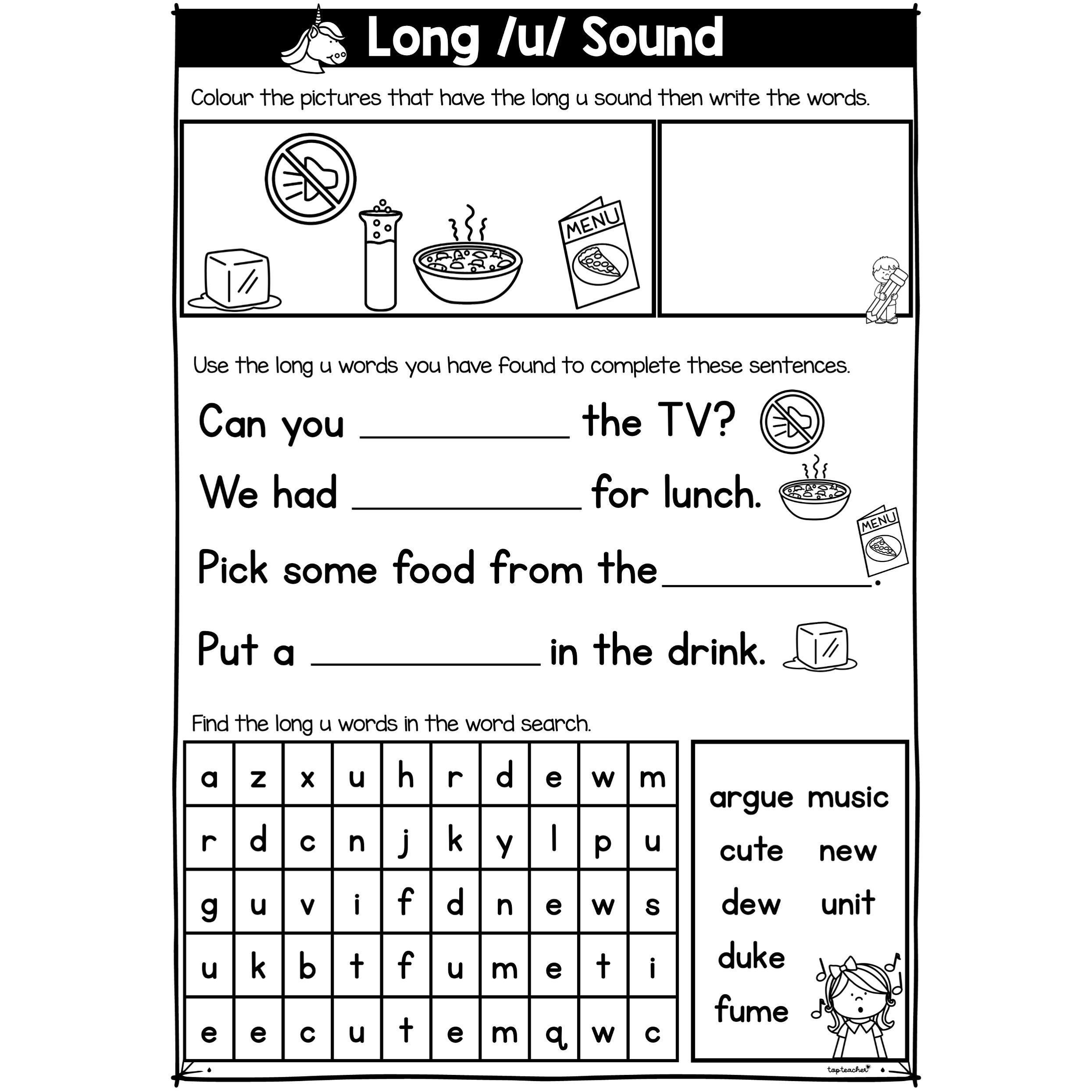 Long /u/ Worksheet Top Teacher Long /u/ Worksheet Top Teacher