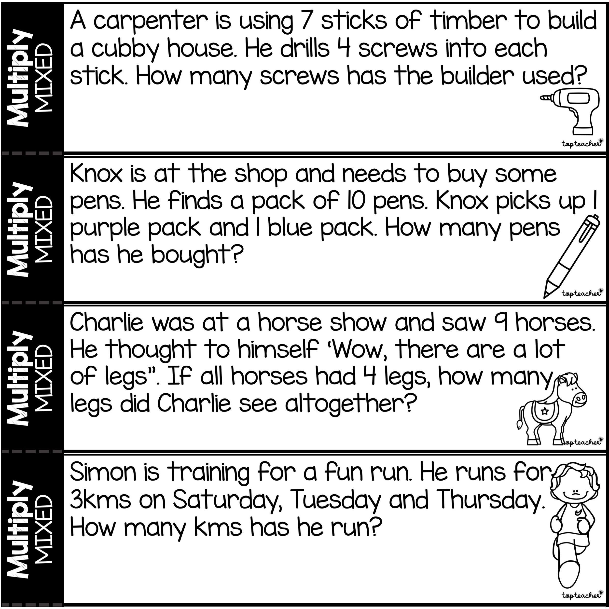Multiplication word problems set 3 mixed top teacher