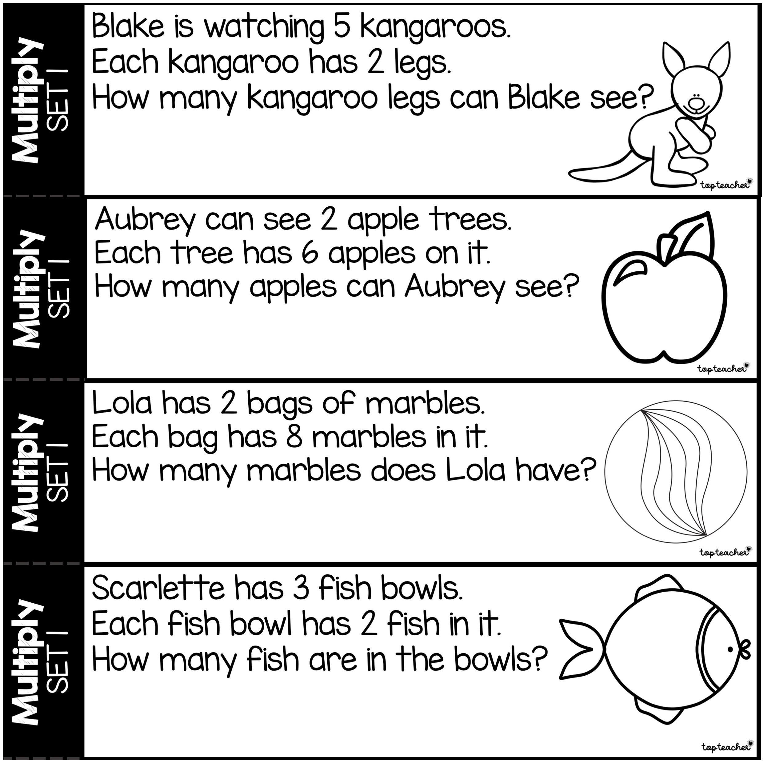 Multiplication Word Problems Worksheets For Grade 2