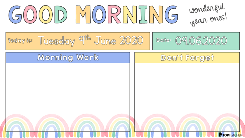 Good Morning Slides Rainbow - Top Teacher