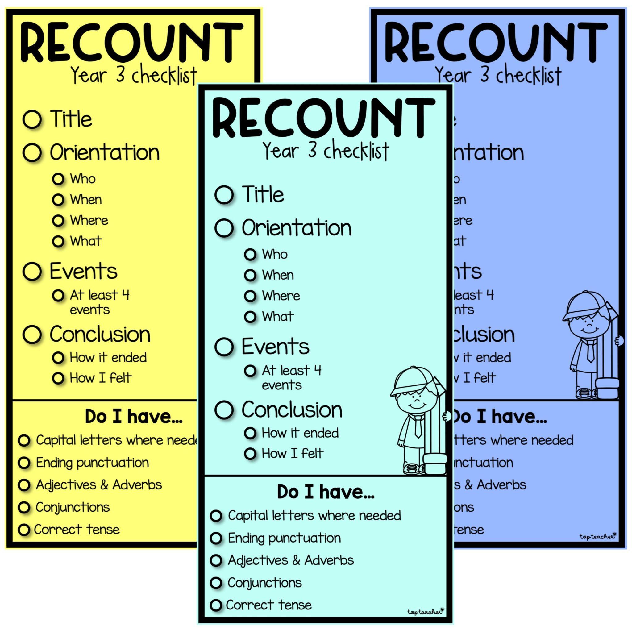 Recount Student Checklist Year 3 Top Teacher recount-student-checklist-year-3-top-teacher