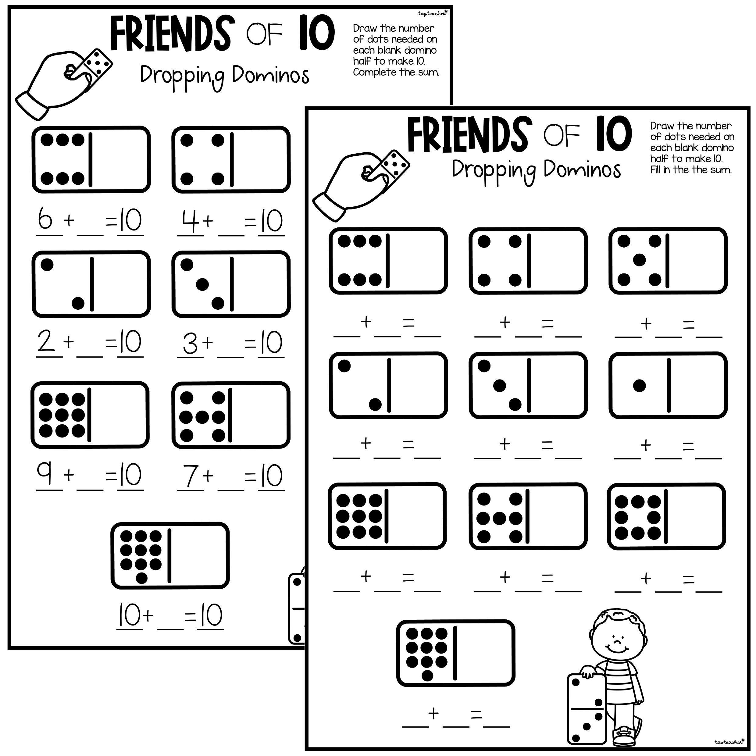 Dropping Dominos Friends of Ten Worksheet - Top Teacher dropping-dominos-friends-of-ten-worksheet-top-teacher
