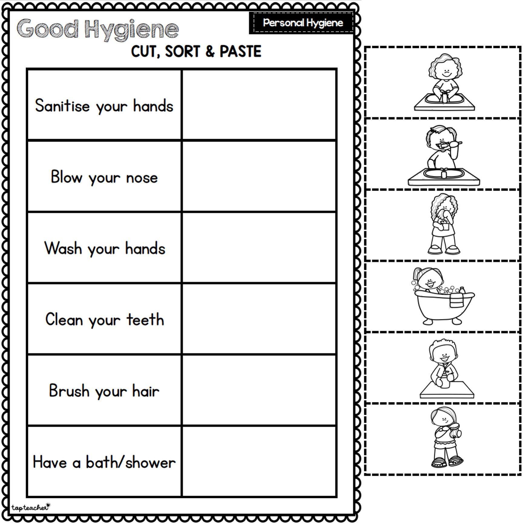 Personal Hygiene Cut and Paste - Top Teacher