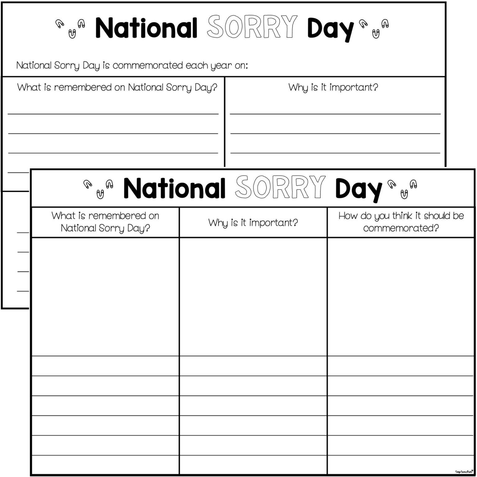 National Sorry Day Reflection Worksheet - Top Teacher