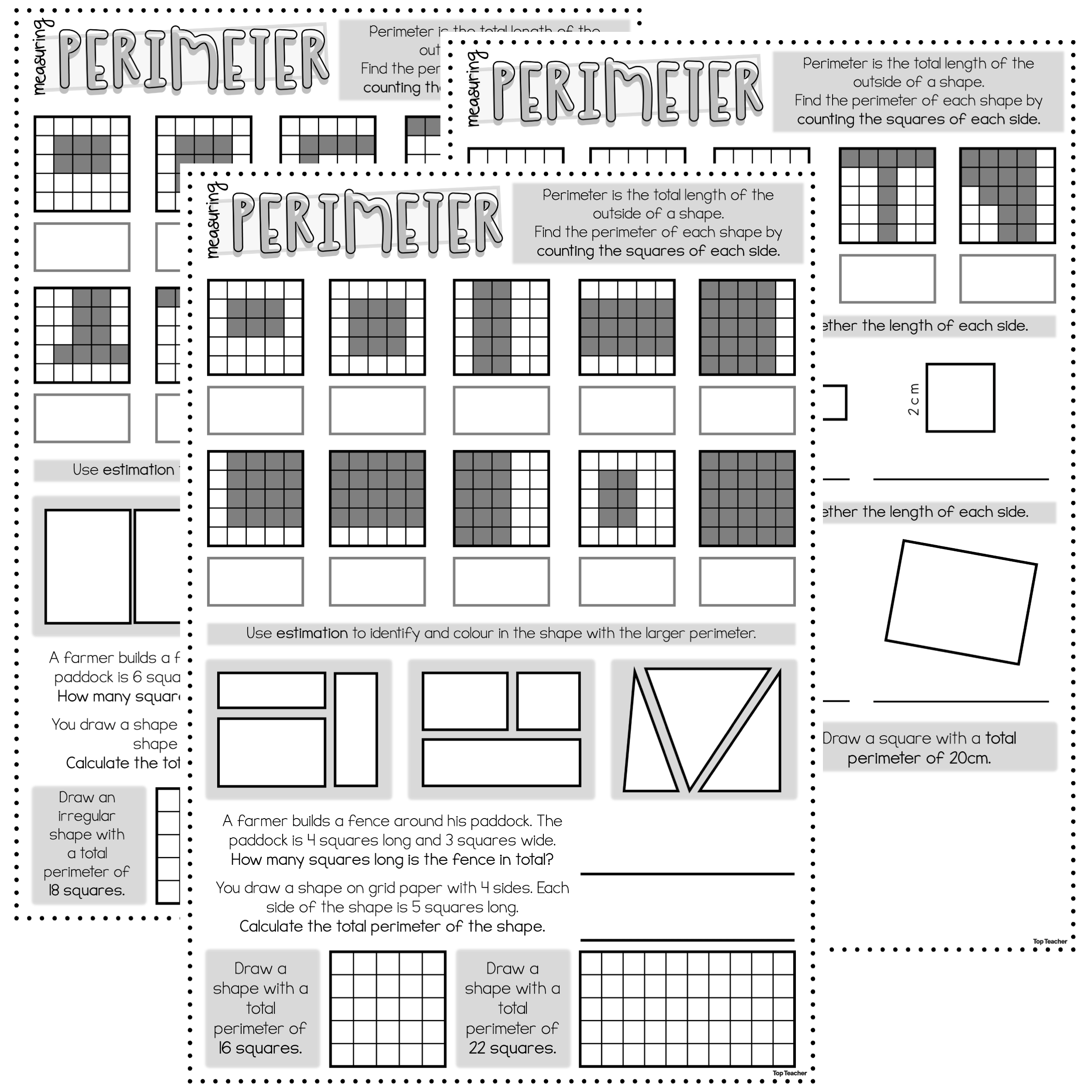 Measuring perimeter worksheets top teacher