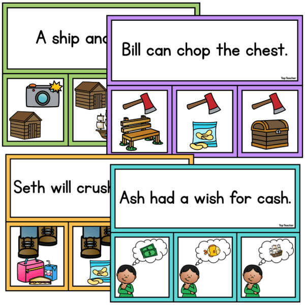 Sentence Peg Cards sh, ch, th Top Teacher