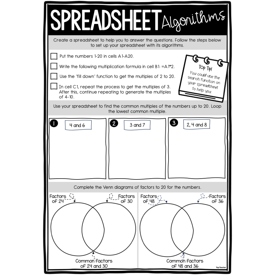 year-5-movie-night-fundraiser-spreadsheet-algorithm-worksheets-top