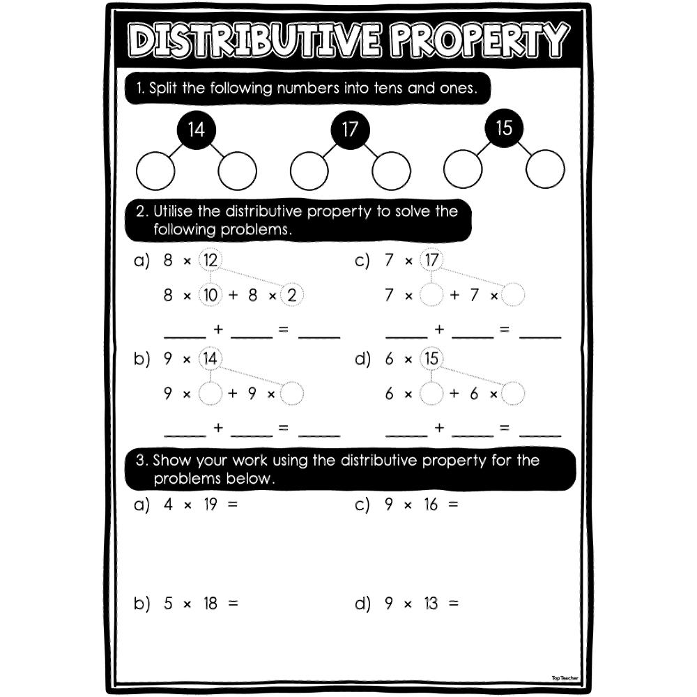 Distributive Property Worksheet - Top Teacher