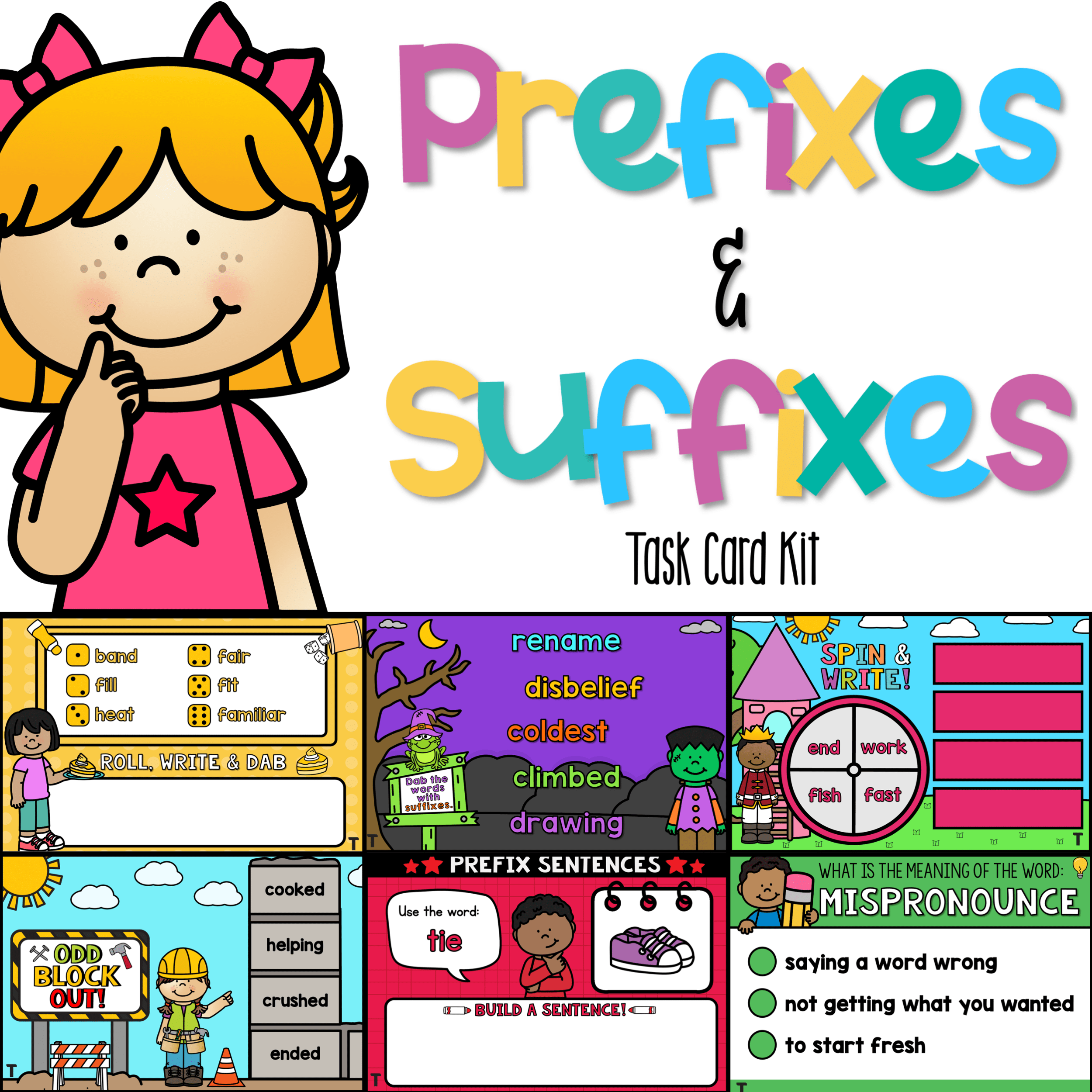 Prefixes & Suffixes Task Card PACKAGE - Top Teacher