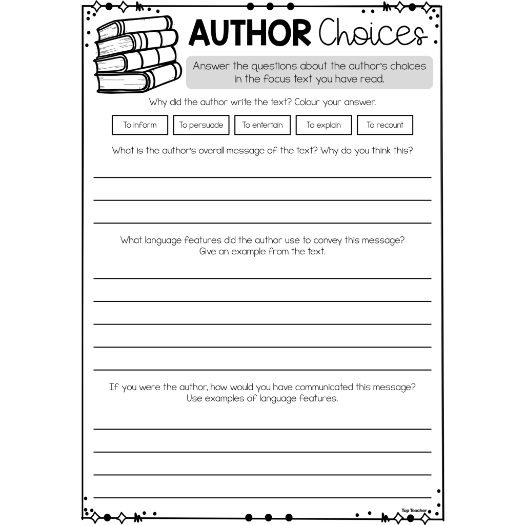 Author Choices Comprehension Study – Top Teacher